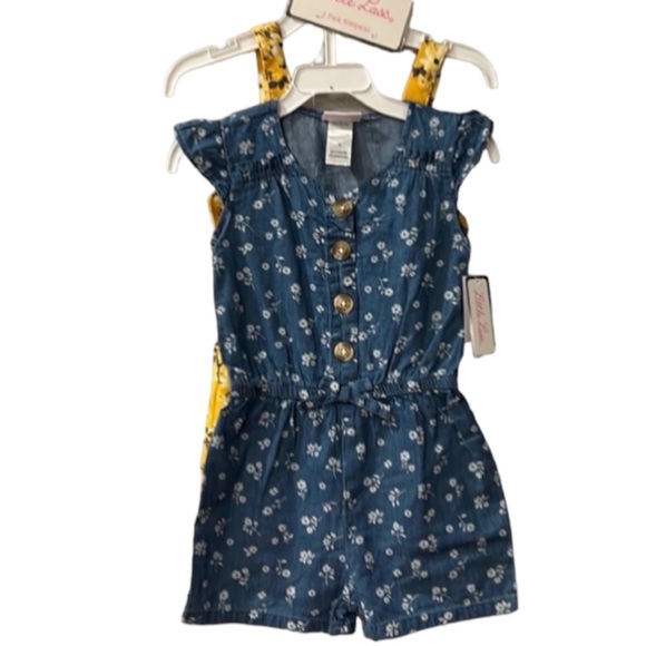 Littel Lass Girls 2 pack romper Size 5 NWT - Picture 2 of 2